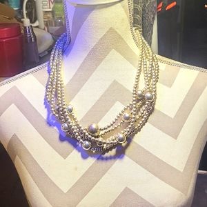 Silver plated beaded necklace multistrand very nice necklace...